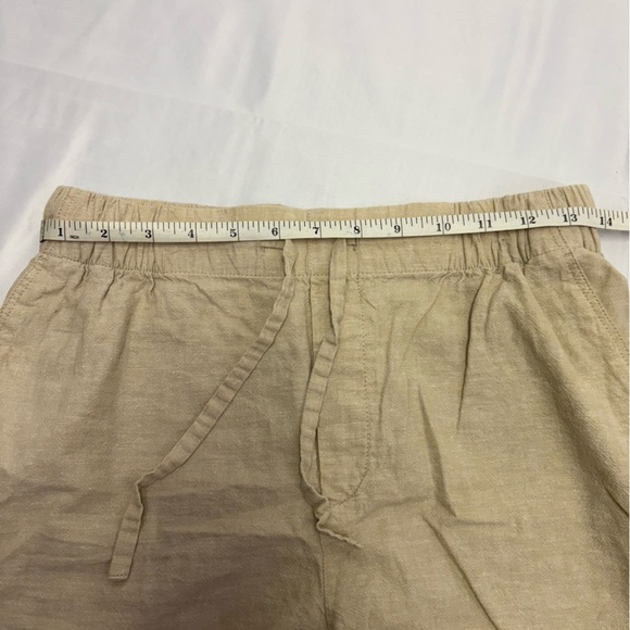 Uni Qlo Women’s Medium Linen Cotton Blend Shorts Khaki Mid Rise Pockets Hi Waist - Picture 4 of 7